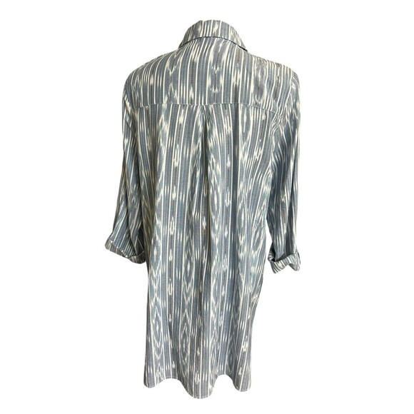 Pure Jill Ikat Button Down Roll-Tab Pockets Collard Shirt Cotton Tunic Dress  M - Picture 8 of 11